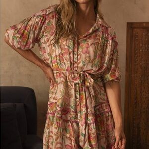 Floral Button-Up Dress with Belt